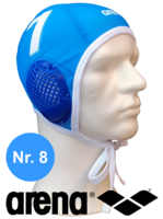 Arena waterpolo cap (size m/l) blauw nummer 8